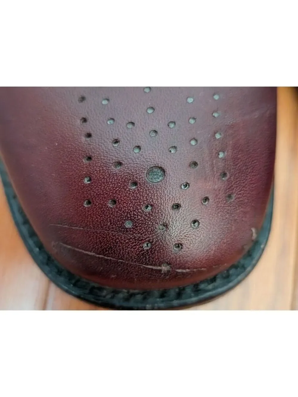 J. Murphy Men's 8M Burgundy Leather Perforated Oxford Dress Shoes 59-0832 School